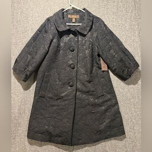 Victor Alfaro black Brocade Coat Womens 14W Dressy Formal Paisley Floral $328